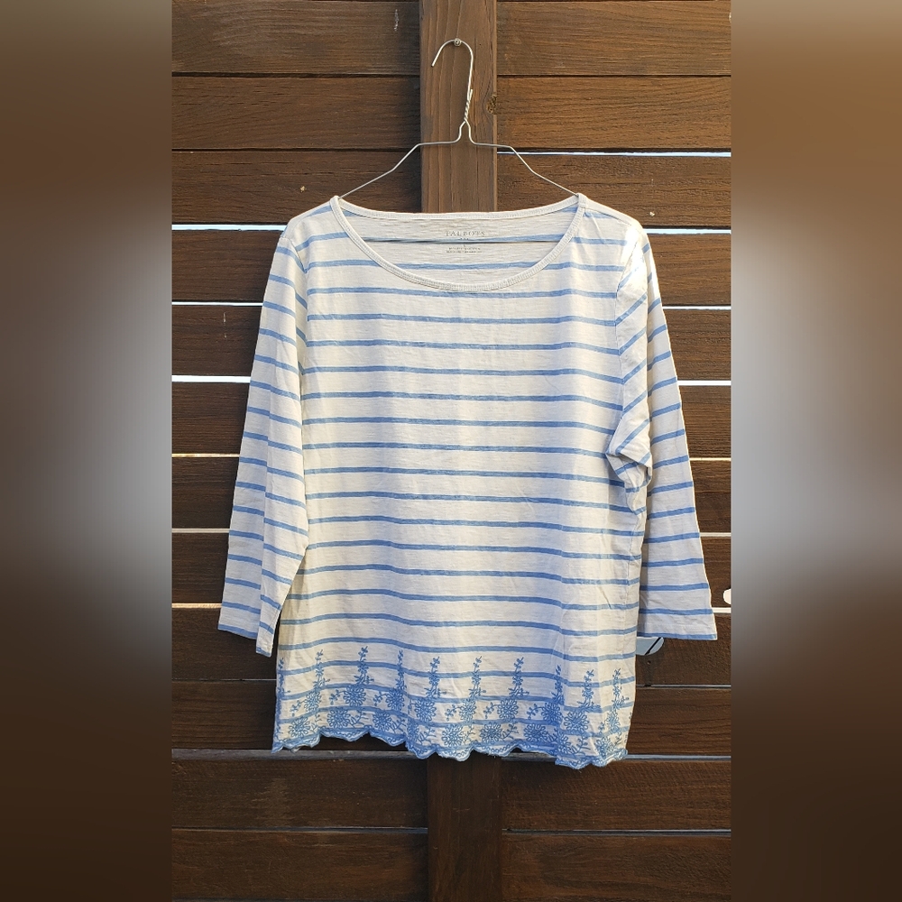 Talbots Blue and White Striped Cotton Top